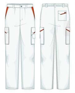 Pantalone Prato Gabardina 65/35 Bianco / Arancio