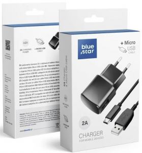 BLUSTAR CARICABATTERIA DA RETE NERO + CAVO MICRO USB (VEDI PROMO)