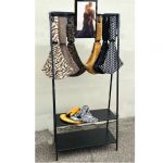 Rack with shelves and video screen