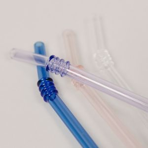 Cannucce rosa in vetro 20cm set di 4