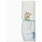 Cartolina Jeans a fiore ad acquerello  