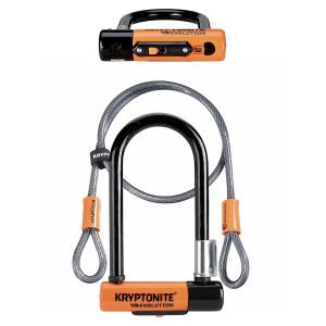 LUCCHETTO ANTIFURTO KRYPTONITE AD ARCO U-LOCK MINI 7 CON CAVO NERO ARANCIO