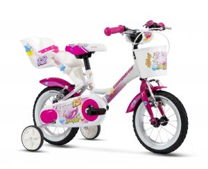 BICICLETTA LOMBARDO 12 BAFFY BIANCO-FUCSIA