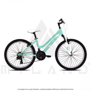 BICICLETTA MYLAND 24 DONNA MTB 18V ACCIAIO VERDE ACQUA