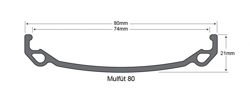 2 Strisce Cerchio Sun Ringle Mulefut 80 SL 27.5+ Larghezza 60mm Nere