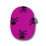 Closed Ostomy Pouch Cover: cod. 17 Fuchsia with Skulls
