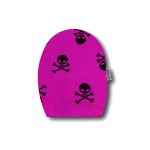 Opened Ostomy Pouch Cover: cod. 17 Fuchsia with Skulls