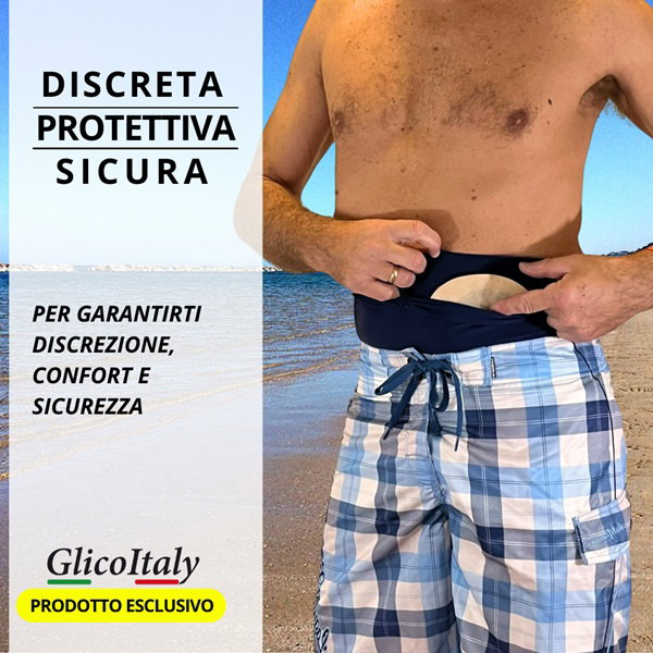 Fascia cintura per portatori di stomia per uso in mare o piscina Art. GLICO HOL Nero Taglia 5 (91-100 cm. cod.05