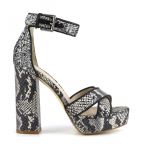 Sandalo incrocio in stampa pitone e glitter