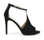 Sandalo spuntato con gioiello tacco 105 mm in camoscio