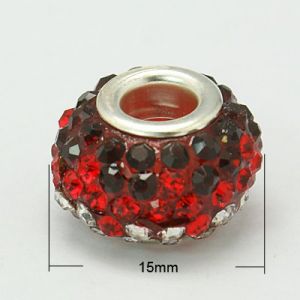 Rondella in resina con strass, qualità 'A', bordeaux e rosso e cristallo