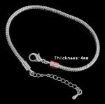 18,5 cm, bracciale in stile europeo in ottone, color argento, con 2 moschettoni.