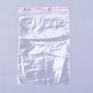 Sacchetto in polietilene, chiusura a zip, trasparente, 8 x 12 cm