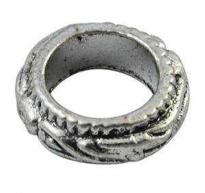 Rondella in metallo, color argento antico, foro largo, 10 pezzi
