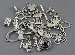 Pendente in lega di zinco, senza piombo, color argento antico, soggetti assortiti, 50 pezzi
