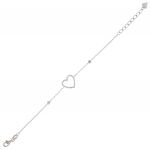 Bracciale cuore traforato con zirconi lungo la catena