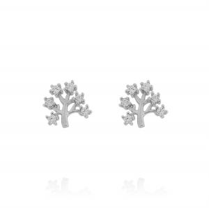 Tree earrings with cubic zirconia