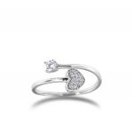 Heart contrariè ring with cubic zirconia