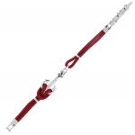 Steel bracelet with anchor and red cotton lace