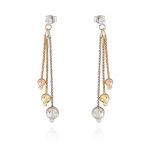 Three-color three-wire earrings with glossy graduated balls