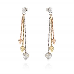 Three-color three-wire earrings with glossy graduated balls