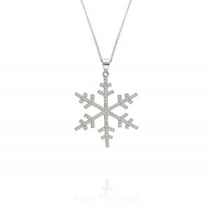 Thin snowflake necklace with cubic zirconia