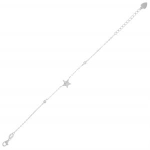 Star bracelet with cubic zirconia along the chain