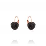 Rosé earrings with black cubic zirconia heart