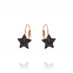 Leverback earrings with star with black cubic zirconia - rosè plated