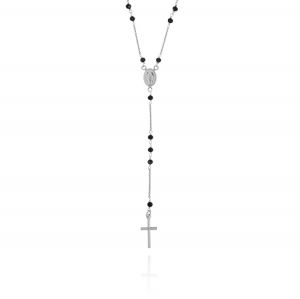 Collana rosario classica con pietre nere