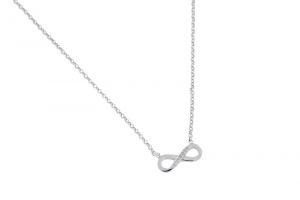 Necklace with bright infinity symbol and cubic zirconia