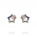 Star earrings with rainbow cubic zirconia