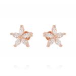 Flower earrings with cubic zirconia - rosé plated