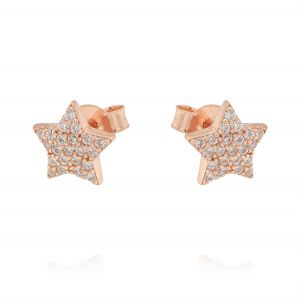 Star earrings with cubic zirconia - rosé plated