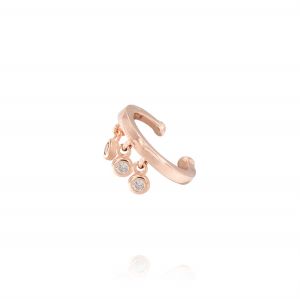 Single earring Helix with 3 pendant cubic zirconia - rosé plated
