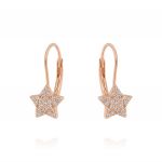 Leverback earrings with star with cubic zirconia - rosè plated