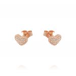 Small heart earrings with cubic zirconia - rosé plated