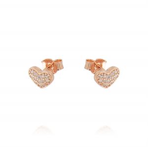 Small heart earrings with cubic zirconia - rosé plated