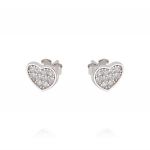 Flat heart earrings with cubic zirconia