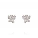 Butterfly earrings with cubic zirconia and glossy edge