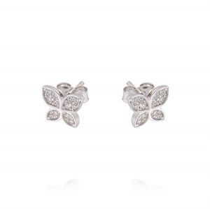 Butterfly earrings with cubic zirconia and glossy edge