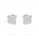 Flat square earrings with cubic zirconia