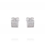 Square earrings with cubic zirconia and glossy edge