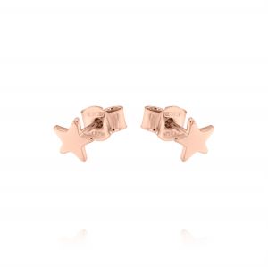 Earrings with small size star -  rosé plated 