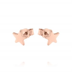 Earrings with medium size star - rosé plated 