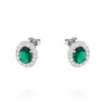 Royal earrings with oval stone – green stone