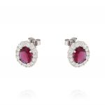 Royal earrings with oval stone – red stone