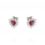 Royal earrings with heart stone – red stone