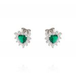 Royal earrings with heart stone – green stone