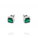 Royal earrings with square stone – green stone